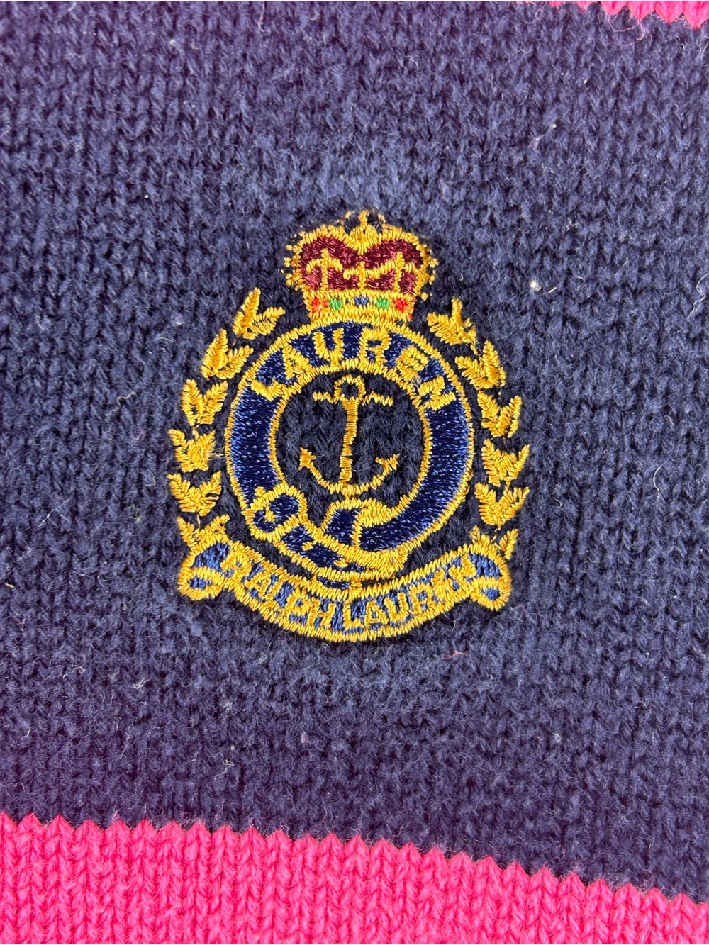 Lauren Ralph Lauren Hot Pink and Navy Striped Rugby Polo - Picture 5 of 6
